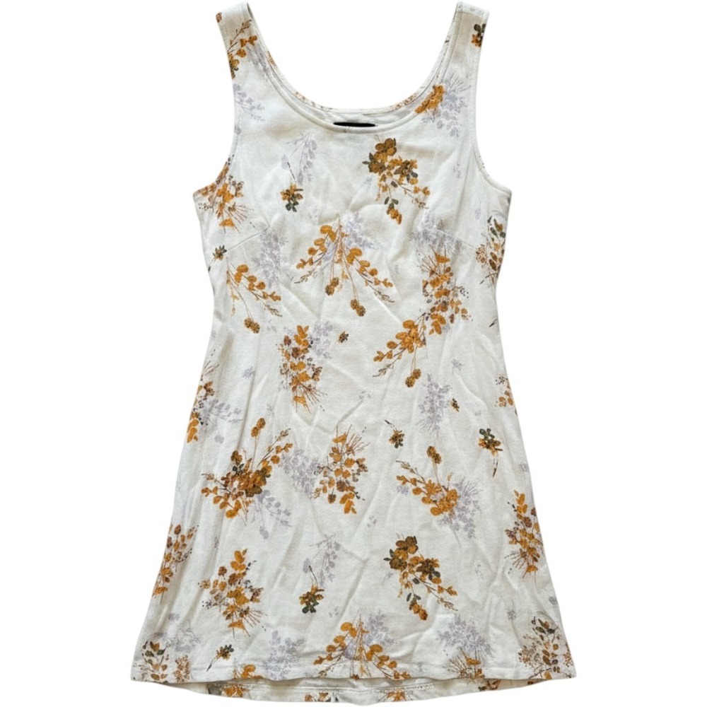 Maurices Floral Dress Women L White Mustard Yellow Boho Sleeveless Summer